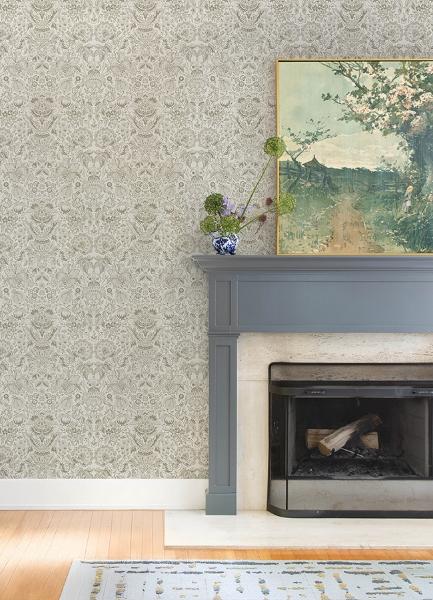 A Street Prints Blanche Neutral Floral Damask Wallpaper