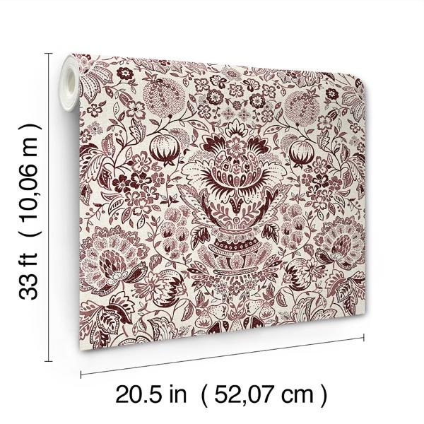 A Street Prints Blanche Plum Floral Damask Wallpaper