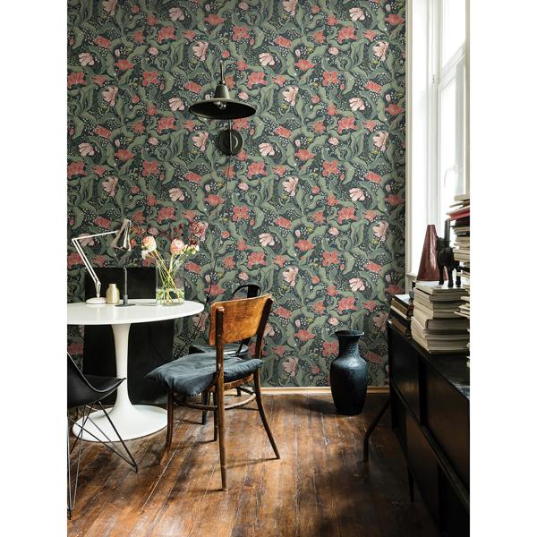 A Street Prints Bodri Turquoise Tulip Garden Wallpaper