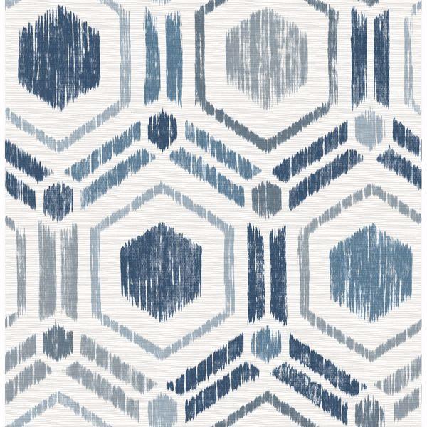 a street prints Borneo Blue Geometric Grasscloth Wallpaper