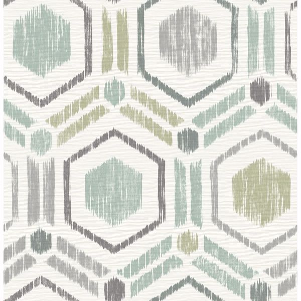 a street prints Borneo Light Green Geometric Grasscloth Wallpaper