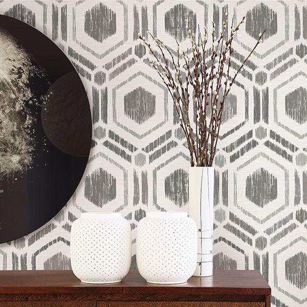 A Street Prints Borneo Taupe Geometric Grasscloth Wallpaper