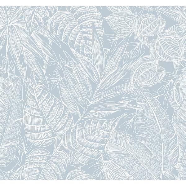 a street prints Brentwood Sky Blue Palm Leaves Wallpaper by Scott Living