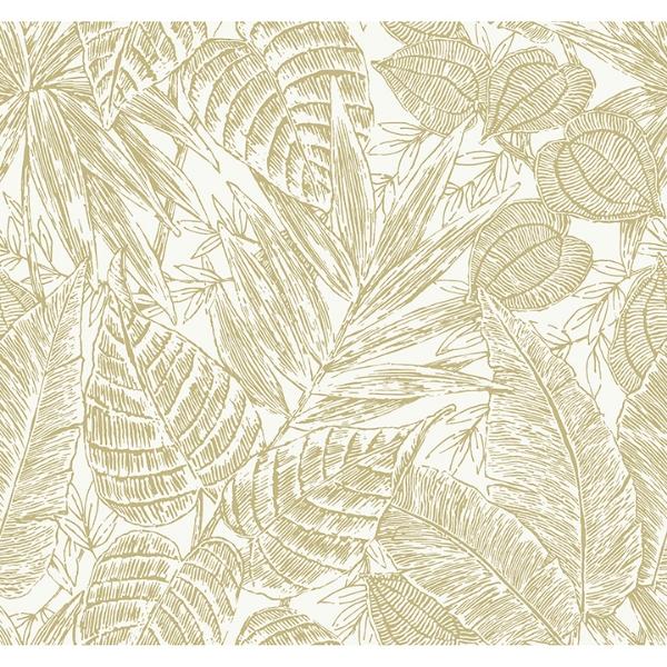 a street prints Brentwood Yellow Palm Leaves Wallpaper by Scott Living