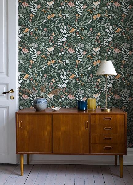 A Street Prints Brittsommar Evergreen Woodland Floral Wallpaper