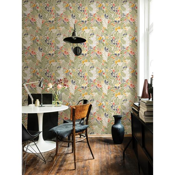 A Street Prints Brittsommar Green Woodland Floral Wallpaper