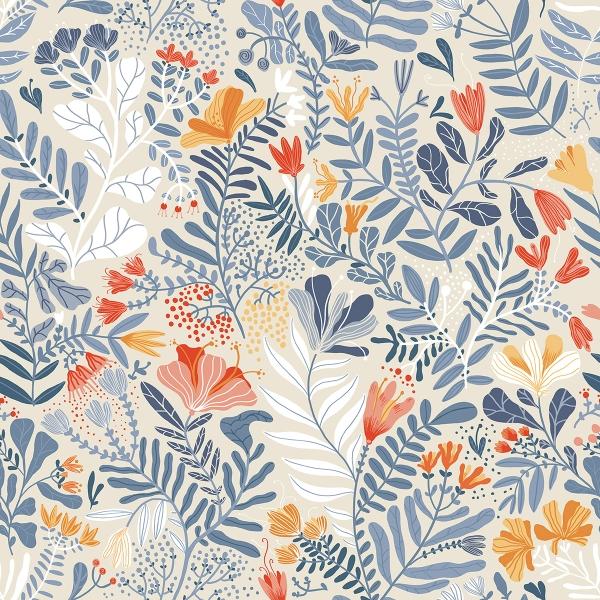 a street prints Brittsommar Light Blue Woodland Floral Wallpaper