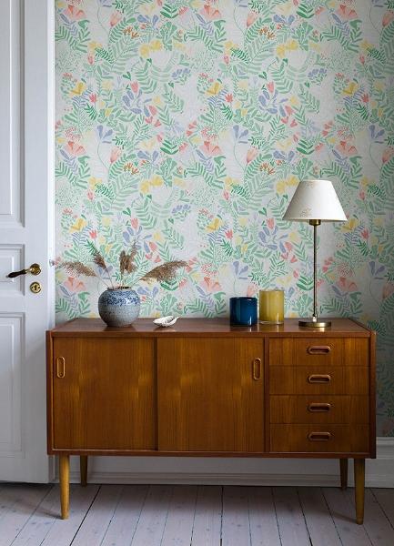 A Street Prints Brittsommar Light Green Woodland Floral Wallpaper