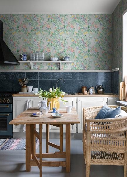 A Street Prints Brittsommar Light Green Woodland Floral Wallpaper