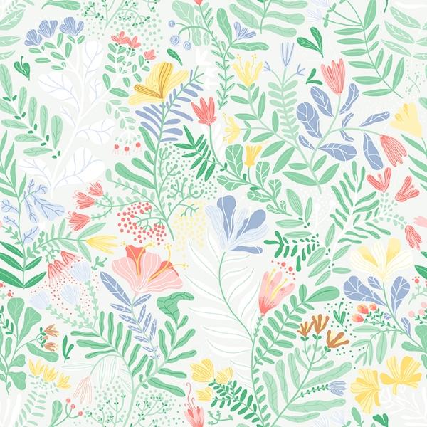 a street prints Brittsommar Light Green Woodland Floral Wallpaper