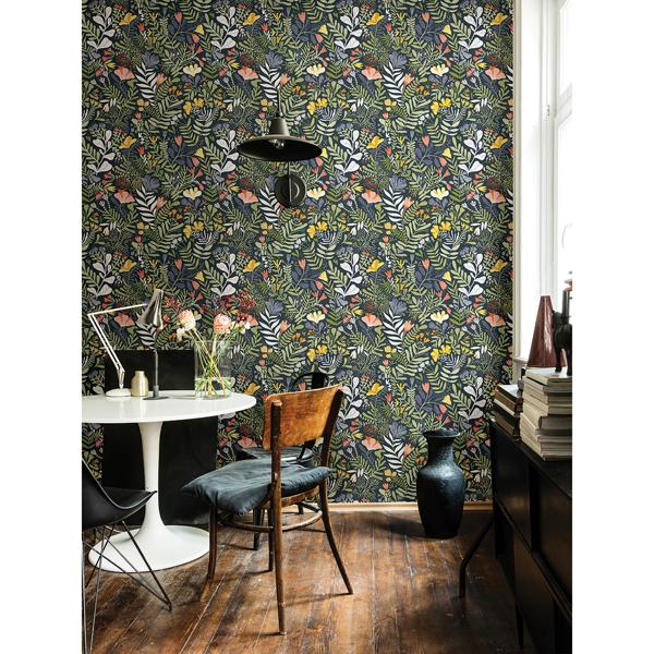A Street Prints Brittsommar Navy Woodland Floral Wallpaper