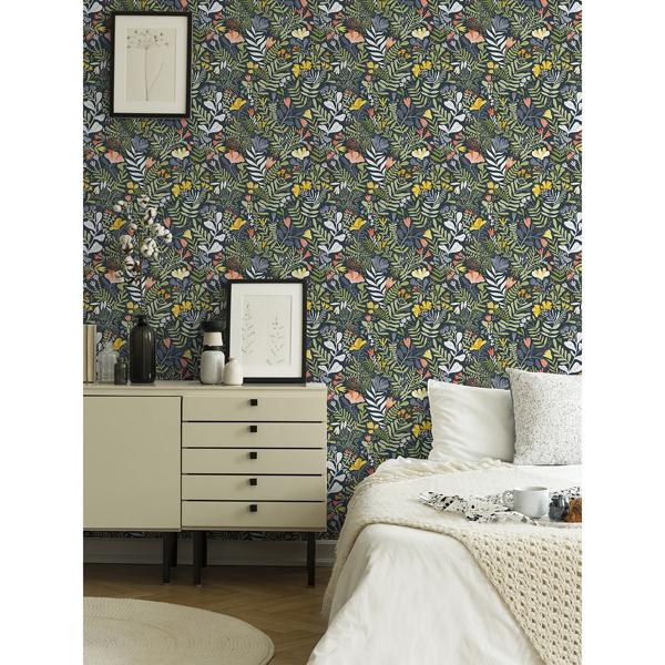 A Street Prints Brittsommar Navy Woodland Floral Wallpaper