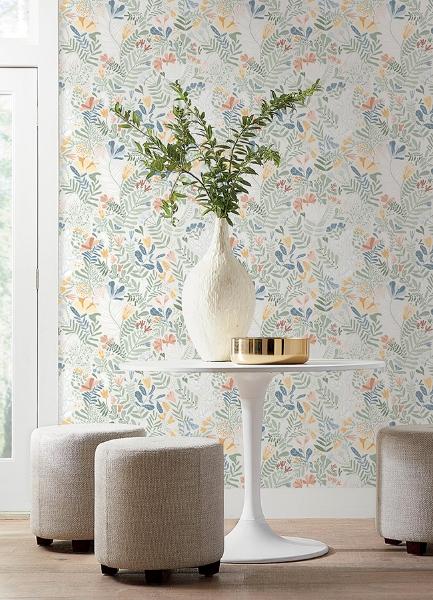 A Street Prints Brittsommar Seafoam Woodland Floral Wallpaper