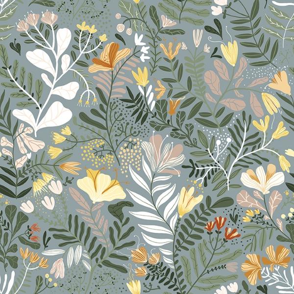 a street prints Brittsommar Slate Woodland Floral Wallpaper
