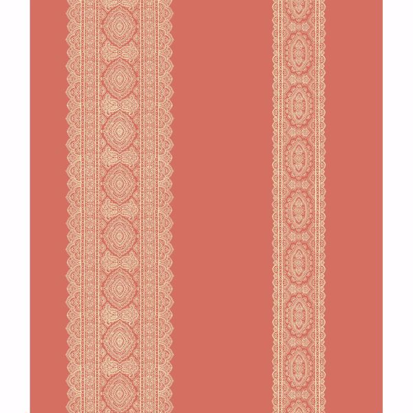 a street prints Brynn Coral Paisley Stripe Wallpaper