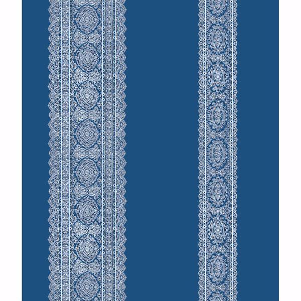 a street prints Brynn Indigo Paisley Stripe Wallpaper