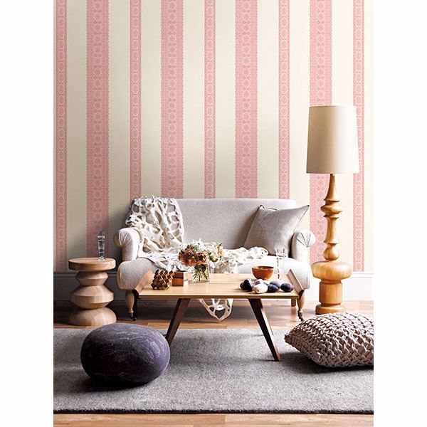 A Street Prints Brynn Pink Paisley Stripe Wallpaper