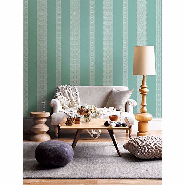 A Street Prints Brynn Turquoise Paisley Stripe Wallpaper