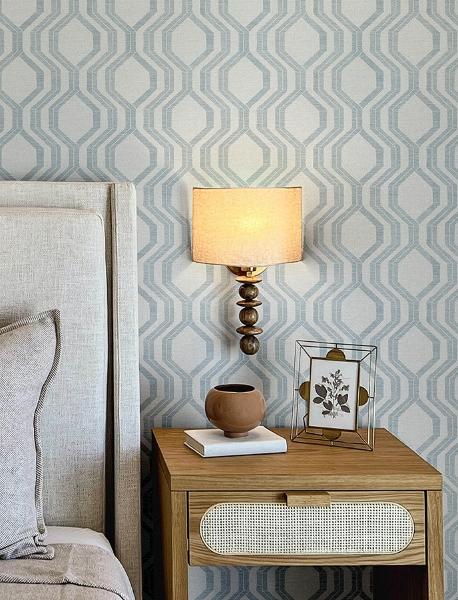 A Street Prints Burton Light Blue Modern Ogee Wallpaper