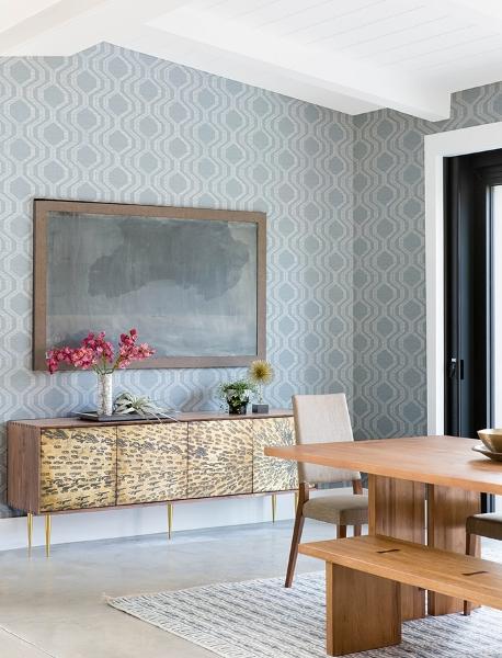 A Street Prints Burton Pewter Modern Ogee Wallpaper