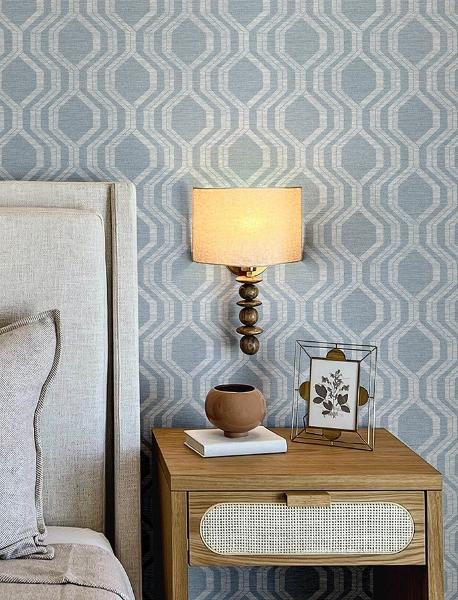 A Street Prints Burton Pewter Modern Ogee Wallpaper