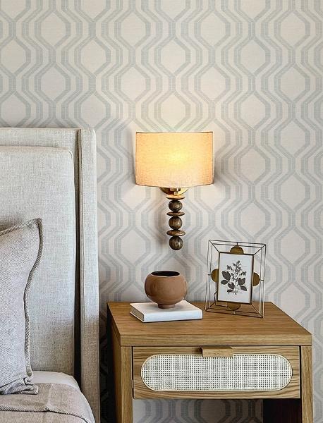 A Street Prints Burton Silver Modern Ogee Wallpaper