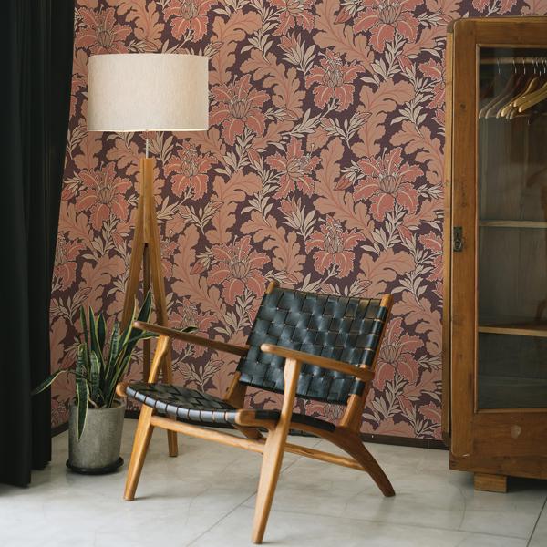 A Street Prints Butterfield Burgundy Floral Wallpaper