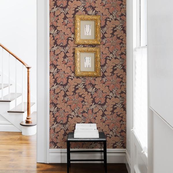 A Street Prints Butterfield Burgundy Floral Wallpaper