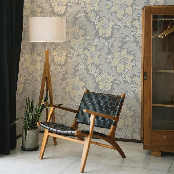A Street Prints Butterfield Light Grey Floral Wallpaper