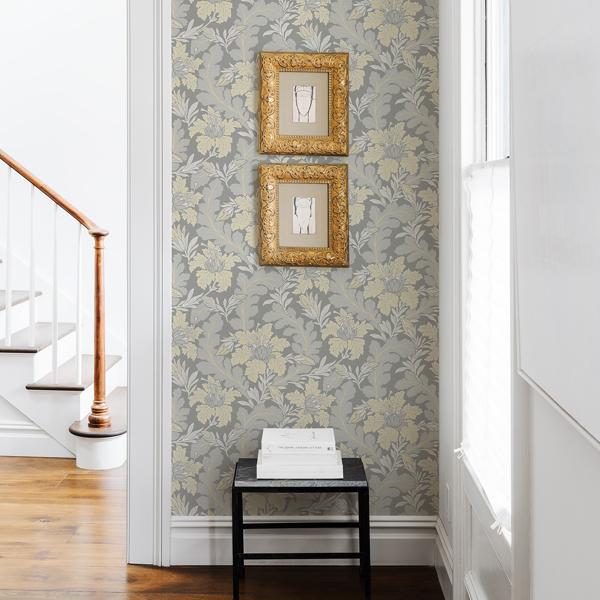 A Street Prints Butterfield Light Grey Floral Wallpaper