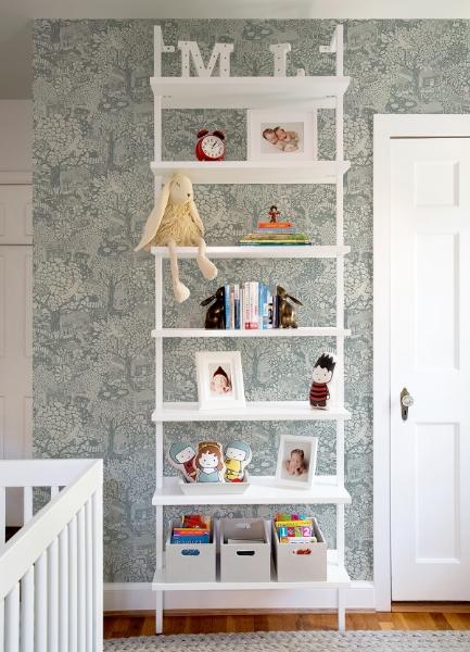 A Street Prints Bygga Bo Blue Woodland Village Wallpaper