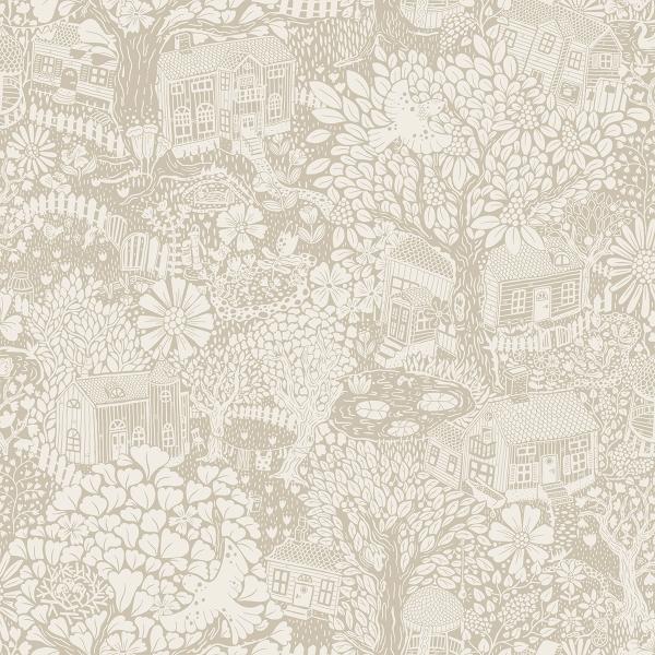 a street prints Bygga Bo Light Grey Woodland Village Wallpaper