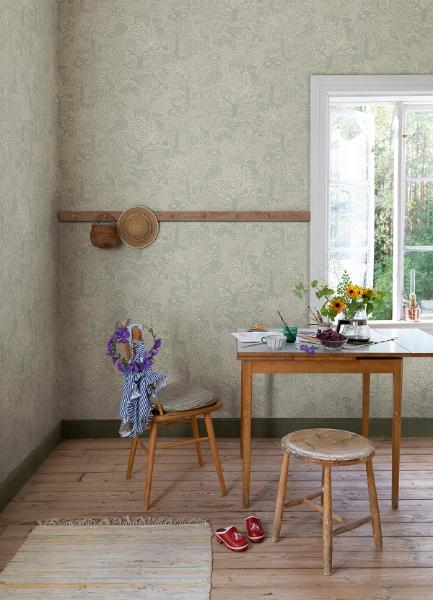 A Street Prints Bygga Bo Seafoam Woodland Village Wallpaper