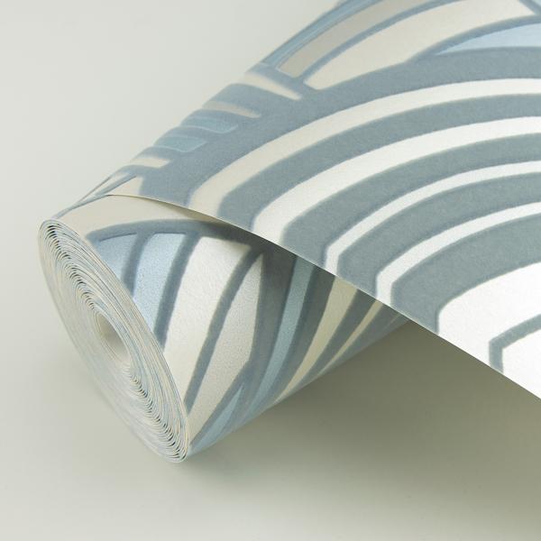 A Street Prints Cabarita Grey Art Deco Flocked Leaves Wallpaper