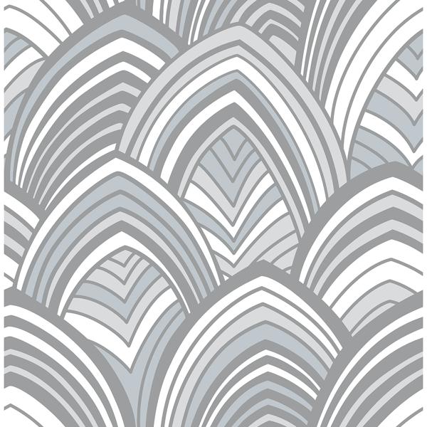 a street prints Cabarita Grey Art Deco Flocked Leaves Wallpaper