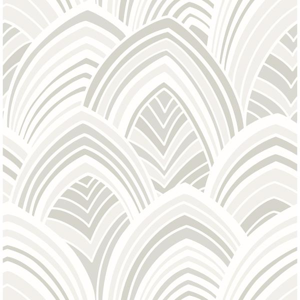a street prints Cabarita White Art Deco Flocked Leaves Wallpaper