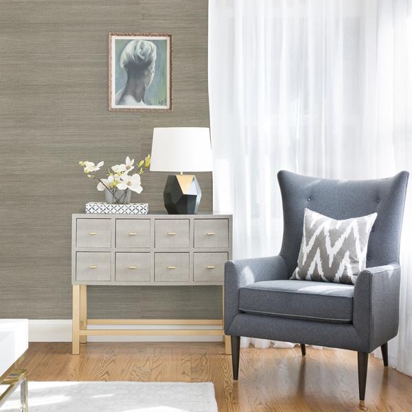 A Street Prints Caihon Silver Sisal Grasscloth Wallpaper