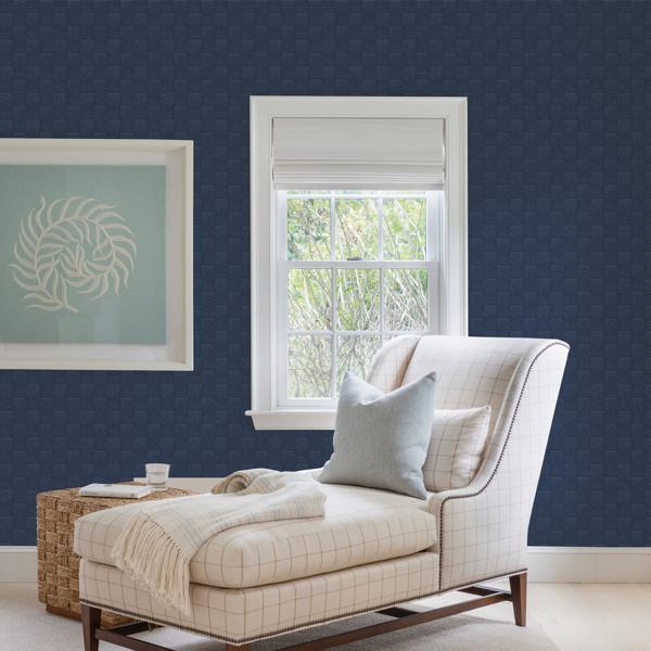 A Street Prints Calabash Navy Rope Basketweave Wallpaper