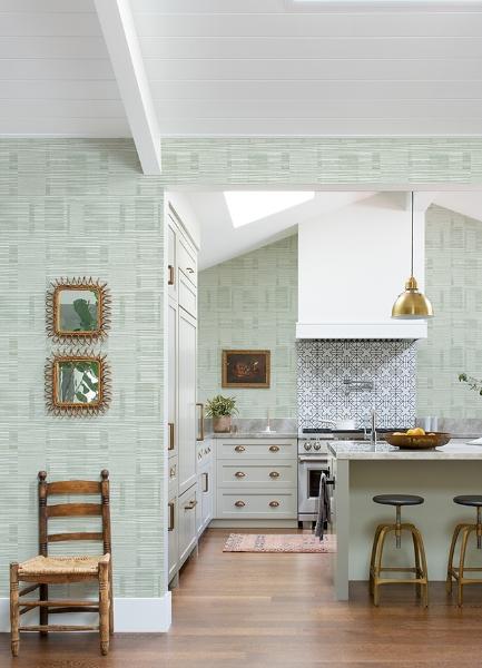 A Street Prints Callaway Green Woven Stripes Wallpaper