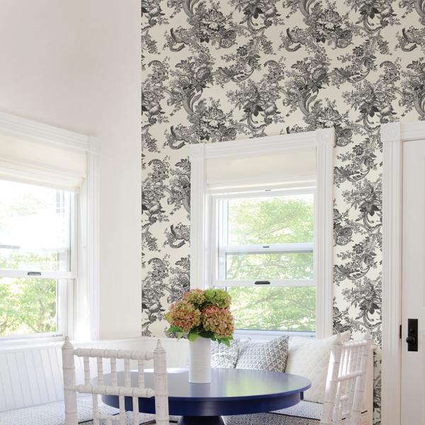 A Street Prints Carmel Black Baroque Florals Wallpaper