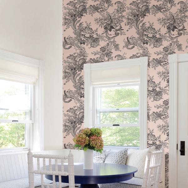 A Street Prints Carmel Blush Baroque Florals Wallpaper