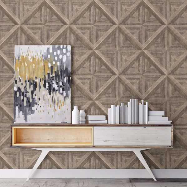 A Street Prints Carriage House Brown Geometric Wood Wallpaper