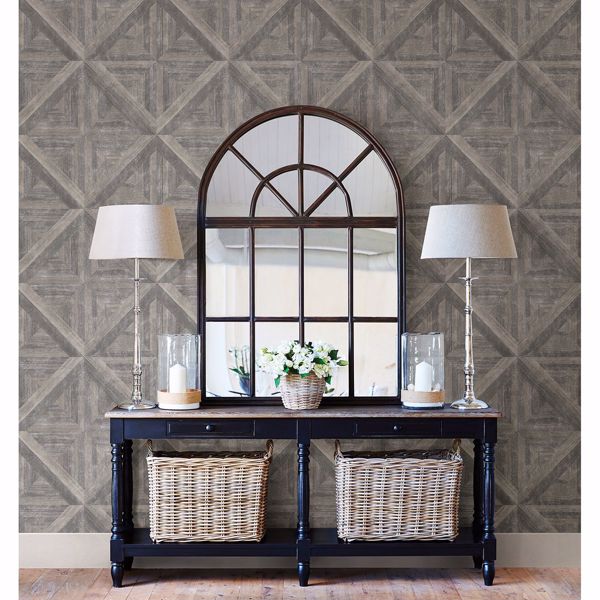 A Street Prints Carriage House Taupe Geometric Wood Wallpaper