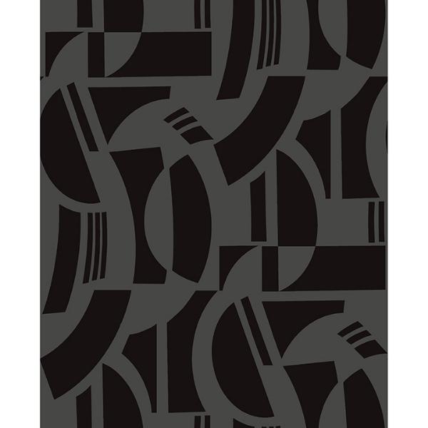 a street prints Carter Black Geometric Flock Wallpaper by Scott Living