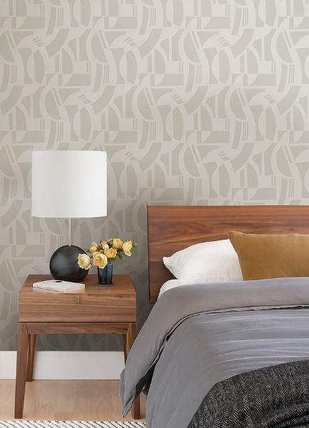 A Street Prints Carter Cream Geometric Flock Wallpaper By Scott Living