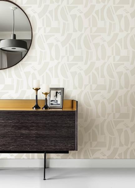 A Street Prints Carter Cream Geometric Flock Wallpaper By Scott Living
