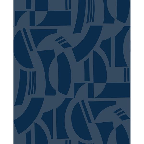 a street prints Carter Indigo Geometric Flock Wallpaper by Scott Living