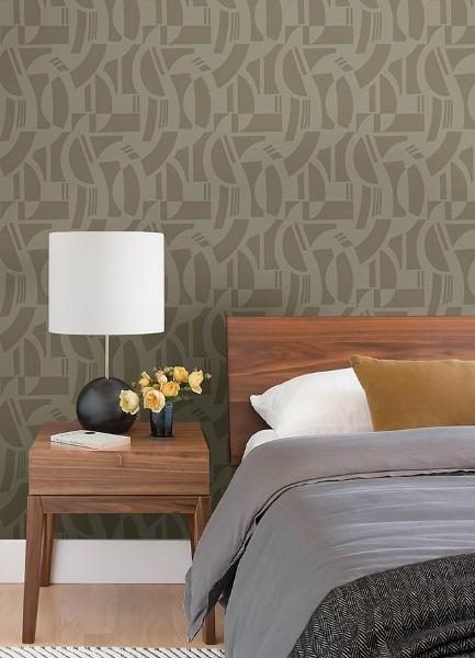 A Street Prints Carter Light Brown Geometric Flock Wallpaper By Scott Living