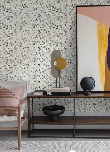 A Street Prints Cassie Black Petite Polka Wallpaper