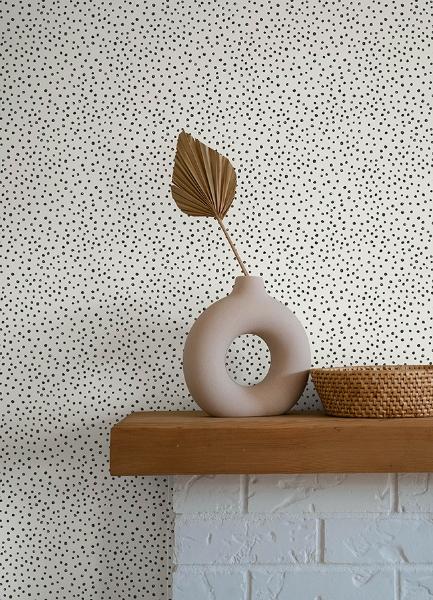 A Street Prints Cassie Black Petite Polka Wallpaper